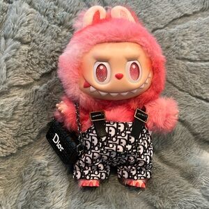 Labubu Outfit of Black and White Overalls